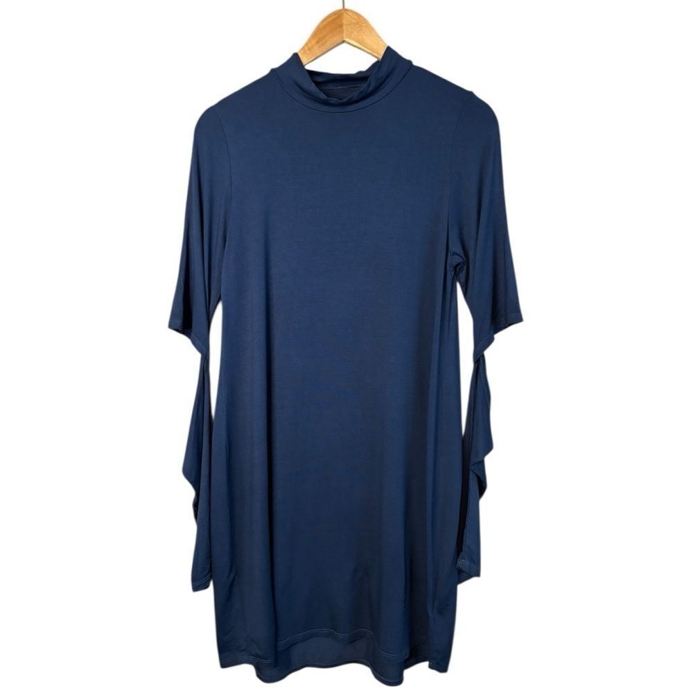 Michael Lauren Navy Mock Neck Dress Pullover Medium